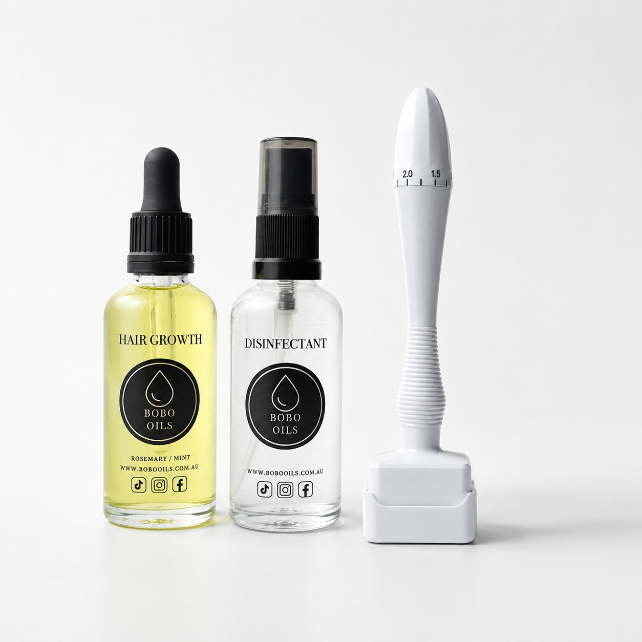 BOBO OILS Hair Growth Kit – Rosemary &amp; Mint Oil + Scalp Tool