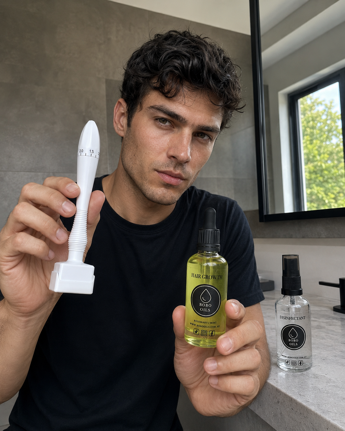 BOBO OILS Adjustable Scalp Derma Stamp + Disinfectant Spray